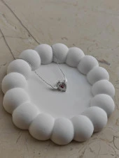 SilverPoint taşlı kanat figürlü kalp kolye - 1