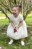 Kız Bebek Elbise Kız Çocuk Elbise Doğum Günü Parti Düğün Elbise Dantelli Kısa Kol Astarlı Elbise - 2