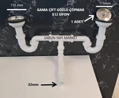 GAMA LÜX ÇİFTLİ ÇÖP MAK S Lİ SİFON  - SÜZGÜ Ø 110 mm - Ø 32 LİK ÇIKIŞLI - 1