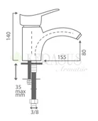 KERASUS MOON SERİSİ - MİX LAVABO BATARYASI 40Ø thumbnail 2
