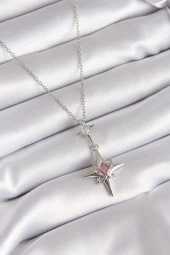 316L Çelik Gümüş Renk Zirkon Taşlı Kutup Yıldızı Model Kadın Kolye - EBJ240408W23477 thumbnail 1