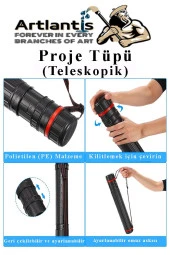 Proje Tüpü Siyah Geniş 1 Adet Teleskopik Bozuka Proje Tüpü İki Kademeli Teknik Çizim Çantası - 2