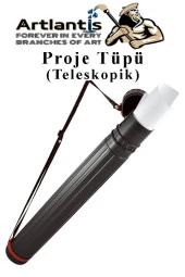 Proje Tüpü Siyah Dar 1 Adet Teleskopik Bozuka Proje Tüpü İki Kademeli Teknik Çizim Çantası - 3