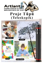 Proje Tüpü Siyah Dar 1 Adet Teleskopik Bozuka Proje Tüpü İki Kademeli Teknik Çizim Çantası - 5