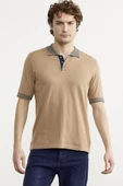 Polo Yaka Kısa Kol Triko Tişört - Kamel thumbnail 1