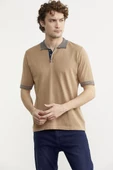 Polo Yaka Kısa Kol Triko Tişört - Kamel thumbnail 2