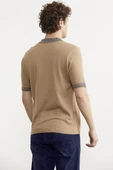 Polo Yaka Kısa Kol Triko Tişört - Kamel thumbnail 5