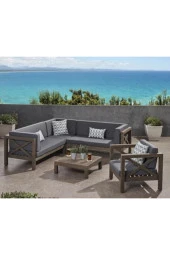 ODUNS Andres Bahçe Balkon Teras Ahşap Köşe ve Tekli Koltuk Takımı - 1