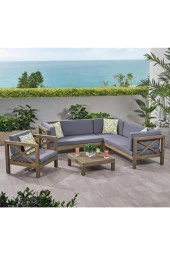 ODUNS Andres Bahçe Balkon Teras Ahşap Köşe ve Tekli Koltuk Takımı - 3