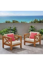 ODUNS Kayra Bahçe Balkon Teras Ahşap Tekli Koltuk (2 adet) - 1