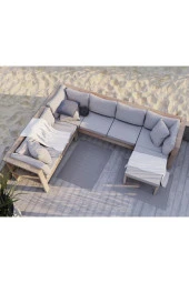 ODUNS Bambou Bahçe Balkon Teras Ahşap Köşe Koltuk Takımı - 2