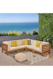 ODUNS Perlina Ahşap Bahçe Balkon Ahşap Köşe Koltuk Takımı - 1