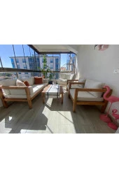 ODUNS Hera 3+1+1 Bahçe Balkon Teras Ahşap Oturma Grubu - 2