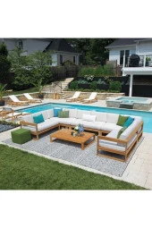 ODUNS Jasmine Bahçe Balkon Teras Ahşap U Model Köşe Koltuk Takımı - 2