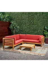 ODUNS Perlina Bahçe Balkon Teras Ahşap Köşe Koltuk Takımı - 3