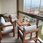 ODUNS Mia 2+1+1 Bahçe Balkon Teras Ahşap Oturma Grubu - 5