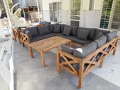 ODUNS Kayra Bahçe Balkon Teras Ahşap U Model Köşe Koltuk Takımı - 4