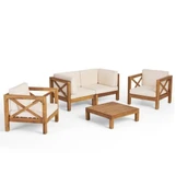 ODUNS Nora 2+1+1 Bahçe Balkon Teras Ahşap Oturma Grubu (Füme) - 4