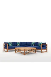 ODUNS Azelya Bahçe Balkon Teras Ahşap Köşe Koltuk Takımı - 1