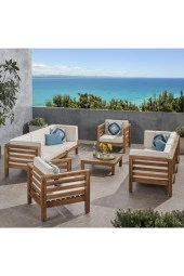 ODUNS Homelos 3+3+1+1 Bahçe Balkon Teras Ahşap Oturma Grubu - 1