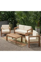 ODUNS Mia 2+1+1 Bahçe Balkon Teras Ahşap Oturma Grubu - 1