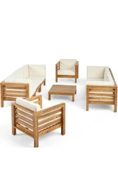 ODUNS Homelos 3+3+1+1 Bahçe Balkon Teras Ahşap Oturma Grubu - 3