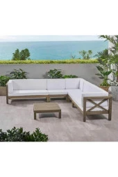 ODUNS Andres Bahçe Balkon Teras Ahşap Köşe Koltuk Takımı - 1
