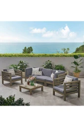 ODUNS Antero 3+1+1 Bahçe Balkon Teras Ahşap Oturma Grubu (Füme) - 1