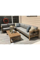ODUNS Andres Bahçe Balkon Teras Ahşap Köşe Koltuk Takımı - 3