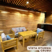 ODUNS Vista 2+1+1 Bahçe Balkon Teras Ahşap Oturma Grubu (Mavi) - 2