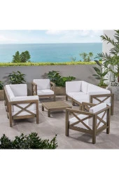 ODUNS Simera 3+3+1+1 Bahçe Balkon Teras Ahşap Oturma Grubu (Beyaz) - 1