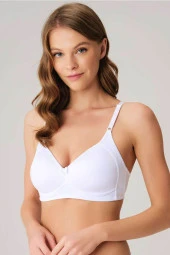 Kadın Balensiz Desteksiz Beyaz Dolgusuz Toparlayıcı Yumuşak Süngerli Günlük Klasik Küçültücü Sütyen - 1