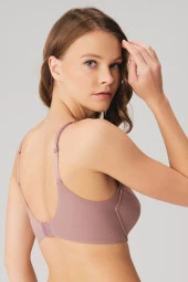 Kadın Balenli Desteksiz Lila Dolgusuz Kol Altı Genişletilmiş Sırtı Yapıştırma Günlük T-Shirt Sütyeni - 3