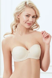 Kadın Balenli Desteksiz Beyaz Dolgusuz Askısız Straplez Günlük Klasik Sütyeni - 2