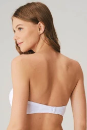 Kadın Balenli Beyaz Dolgusuz Askısız Straplez Yumuşak Süngerli Günlük Klasik T-Shirt Sütyeni - 3