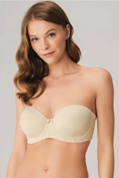 Kadın Balenli Beyaz Dolgusuz Askısız Straplez Yumuşak Süngerli Günlük Klasik T-Shirt Sütyeni - 4