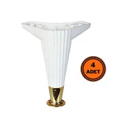 4 Adet Wetra Line Çizgili Mobilya Koltuk Ayağı 15 cm Beyaz - Altın - 1