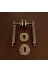 Osmanlı Handles ZK37 Antik Sarı Zamak Yuvarlak Rozetli Oda Kapı Kolu 3 Takım thumbnail 1