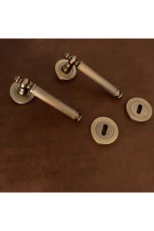 Osmanlı Handles ZK37 Antik Sarı Zamak Yuvarlak Rozetli Oda Kapı Kolu 3 Takım thumbnail 2