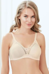 Kadın Balenli Desteksiz Beyaz  Dolgusuz Toparlayıcı Dantelli Küçültücü Sütyen - 2