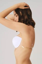 Kadın Beyaz Şeffaf Sırt Aksesuarlı Straplez Sütyen - 2