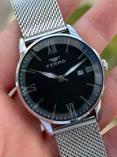 Ferro Gümüş Renk Hasır Kordon Takvimli 30 Mt Su Geçirmez Erkek Kol Saat EF11182-A2 thumbnail 2