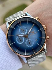 Ferro Gümüş Renk Hasır Kordon İç Fonksiyonları Aktif  30 Mt Su Geçirmez Erkek Kol Saat EF31039-E3 thumbnail 1