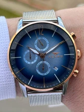 Ferro Gümüş Renk Hasır Kordon İç Fonksiyonları Aktif  30 Mt Su Geçirmez Erkek Kol Saat EF31039-E3 thumbnail 3