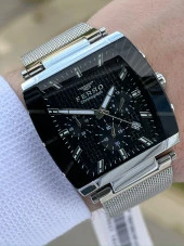 Ferro Gümüş Renk Hasır Kordon İç Fonksiyonları Aktif  30 Mt Su Geçirmez Erkek Kol Saat EF31265-A2 thumbnail 1