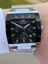 Ferro Gümüş Renk Hasır Kordon İç Fonksiyonları Aktif  30 Mt Su Geçirmez Erkek Kol Saat EF31265-A2 thumbnail 3