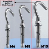 Kancalı Çelik Dübel Salıncak Boks Torbası Avize İçin Gömlekli Açık Ağız Kanca M10 thumbnail 4