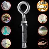 Kancalı Çelik Dübel Salıncak Boks Torbası Avize İçin Gömlekli Kapalı Ağız Kanca M6 thumbnail 1