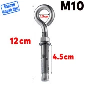 Kancalı Çelik Dübel Salıncak Boks Torbası Avize İçin Gömlekli Kapalı Ağız Kanca M10 thumbnail 2