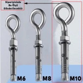 Kancalı Çelik Dübel Salıncak Boks Torbası Avize İçin Gömlekli Kapalı Ağız Kanca M10 thumbnail 4